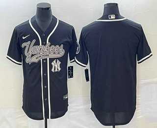Men%27s New York Yankees Blank Black Cool Base Stitched Baseball Jersey->new york yankees->MLB Jersey